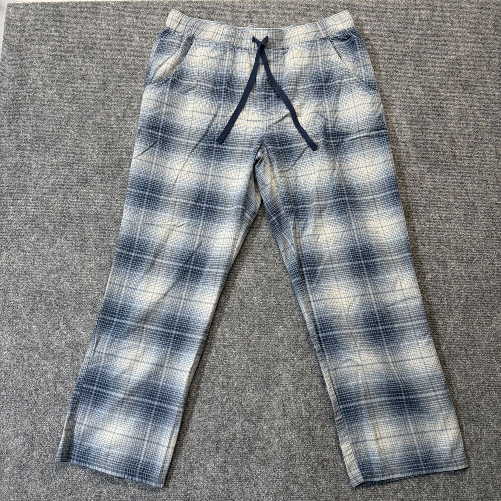 Pendleton Mens L Blue Plaid Cotton Drawstring Lounge Pajama Pants
